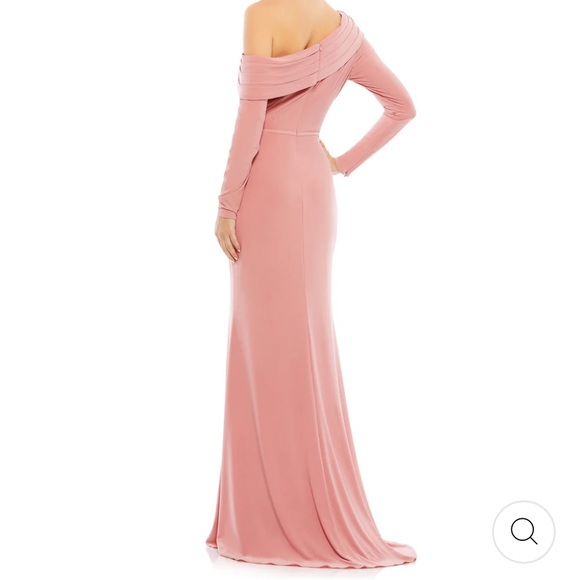 MAC DUGGAL SZ 8 DROP SHOULDER LONG SLEEVE COLUMN GOWN. NWT ROSE GOLD - Picture 2 of 7